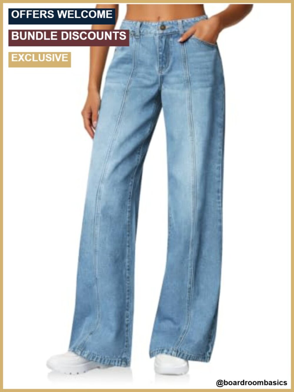 High Waisted Wide Leg Stretch Baggy Jeans Women Cotton